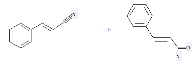 2-Propenamide,3-phenyl-, (2E)- can be prepared by 3-phenyl-acrylonitrile at the temperature of 50 °C